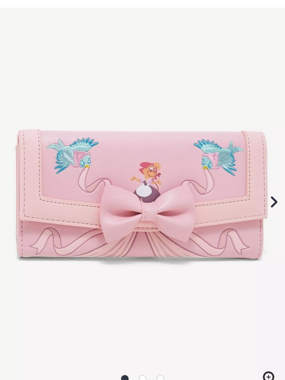 Loungefly Pink Cinderella Bow Embellished Wallet with Bird Embroidery